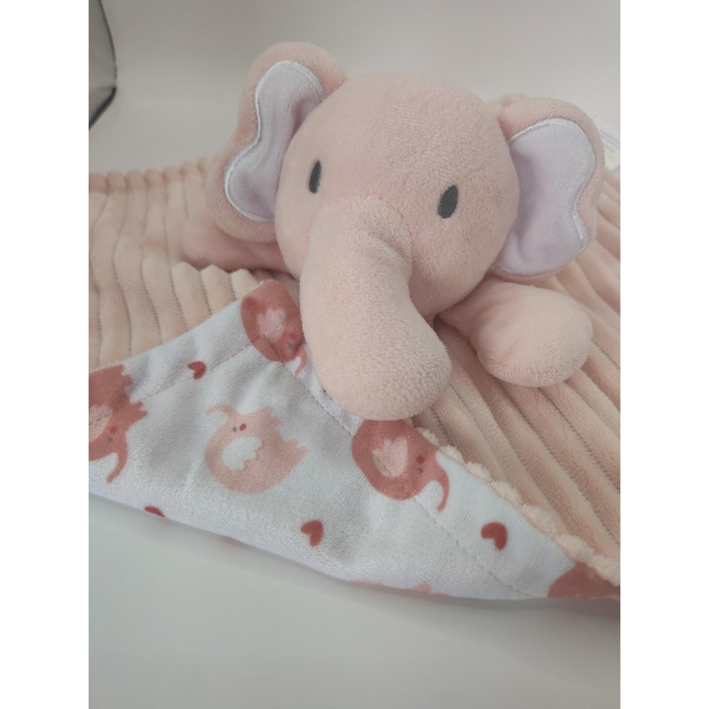 Pink Elephant Plush Lovey Security Blanket Modern Baby Cuddle Toy Pink Soft - Picture 3 of 10